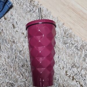 Diamond Pattern Tumbler with Straw